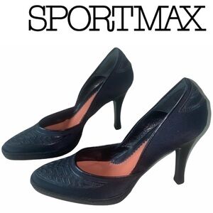 SPORTMAX leather satin trimmed pump heels size 38 Italian US 8.5